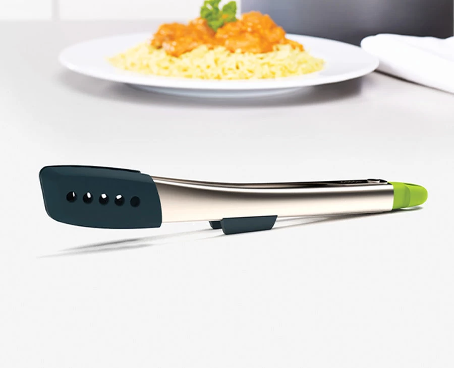 Elevate⢠Grey Silicone Steel Tongs