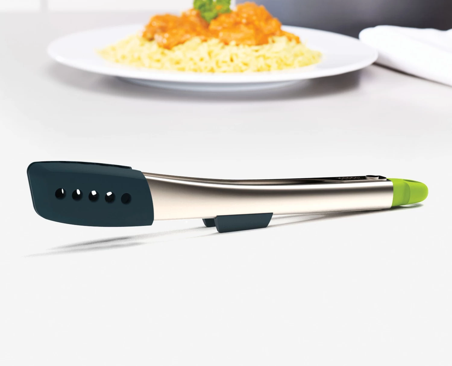 Elevate⢠Grey Silicone Steel Tongs