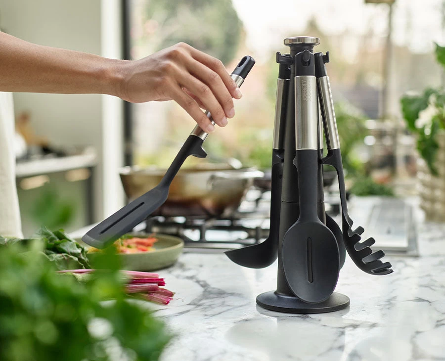 Elevate⢠Stainless-steel Silicone 5-piece Utensils Carousel Set