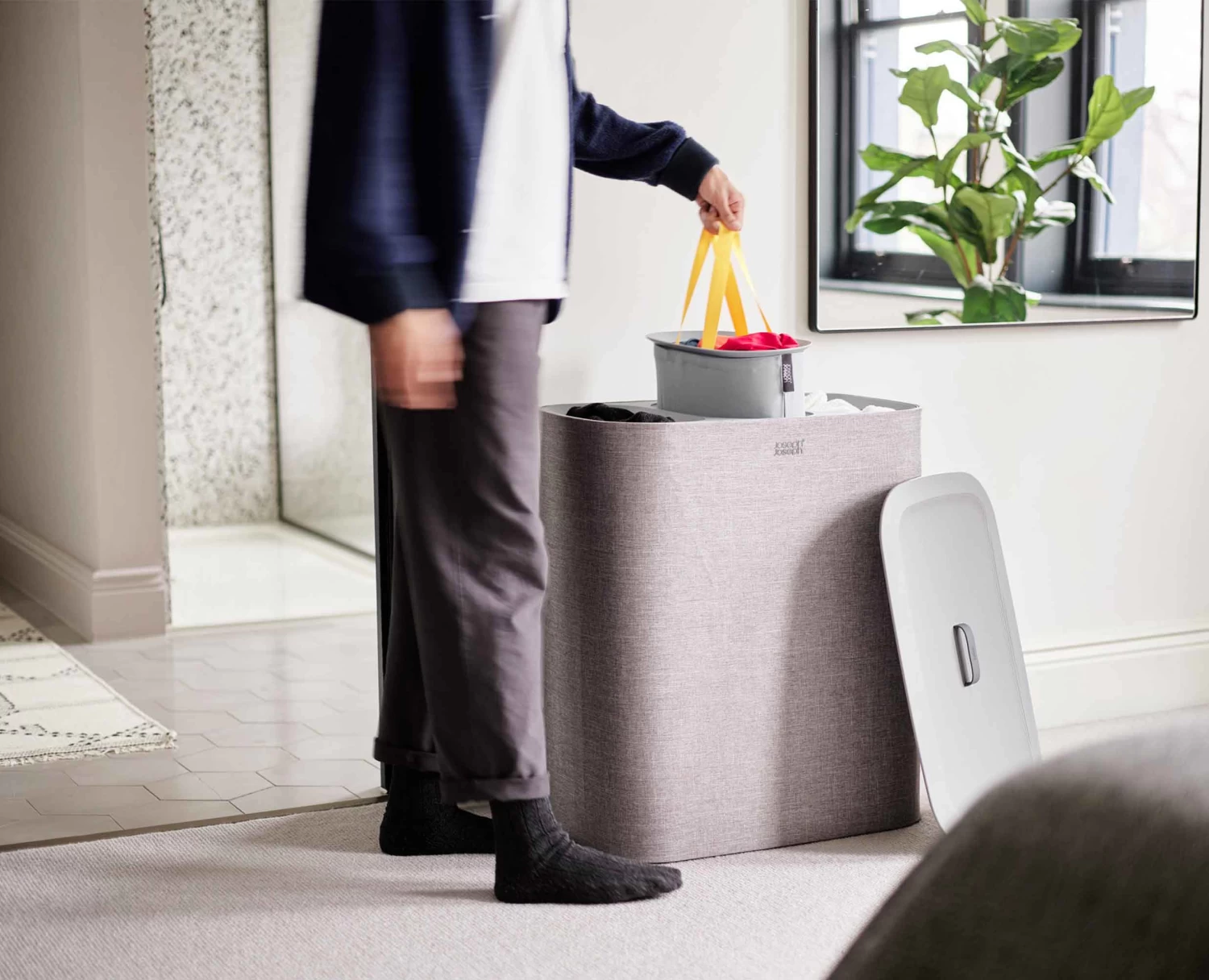 Tota Trio 90L Grey Laundry Separation Basket