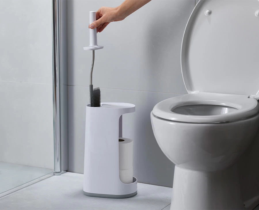 Flexâ„¢ Store Light Grey Toilet Brush with Storage Caddy