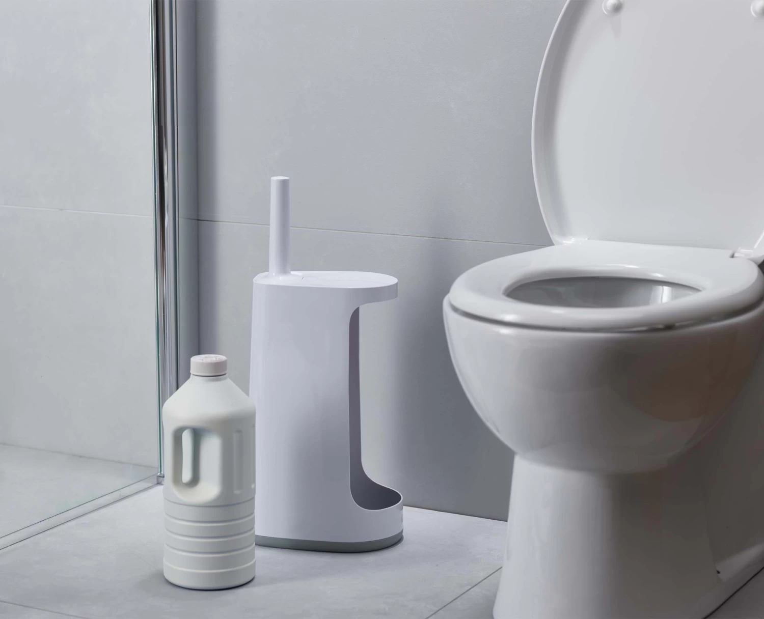 Flexâ„¢ Store Light Grey Toilet Brush with Storage Caddy